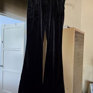 SHEIN Black Velvet Wide Leg Trousers